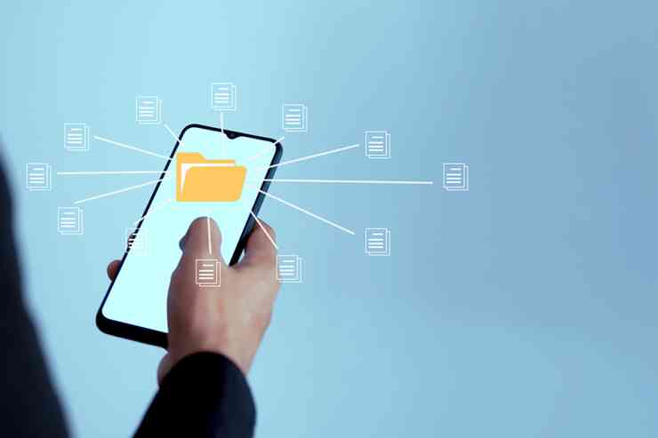 Mobiltelefon mit Akten Icon